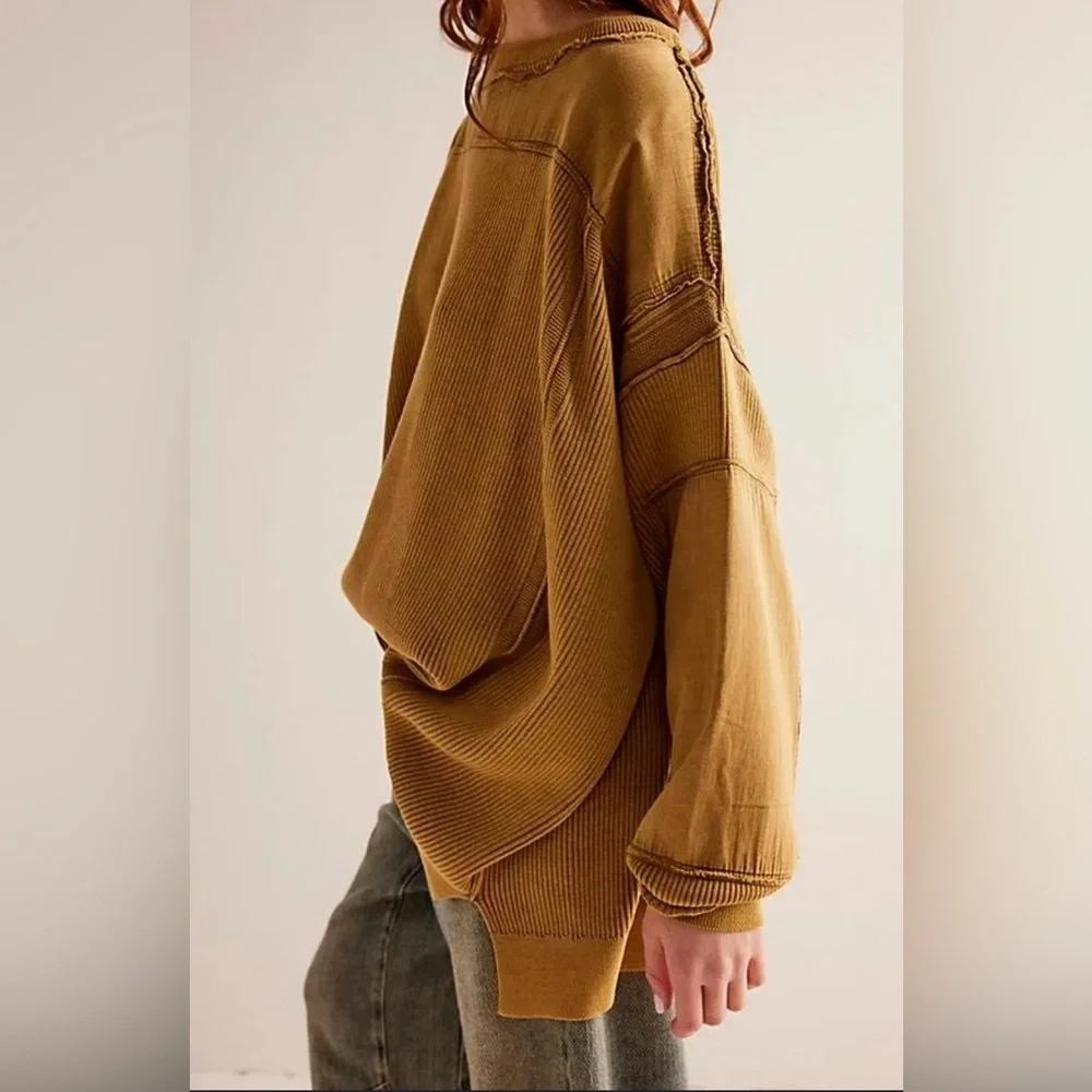 NWT Free People We The Free Worn Thru Pullover Sweater XS Rib Knit - Picture 4 of 6